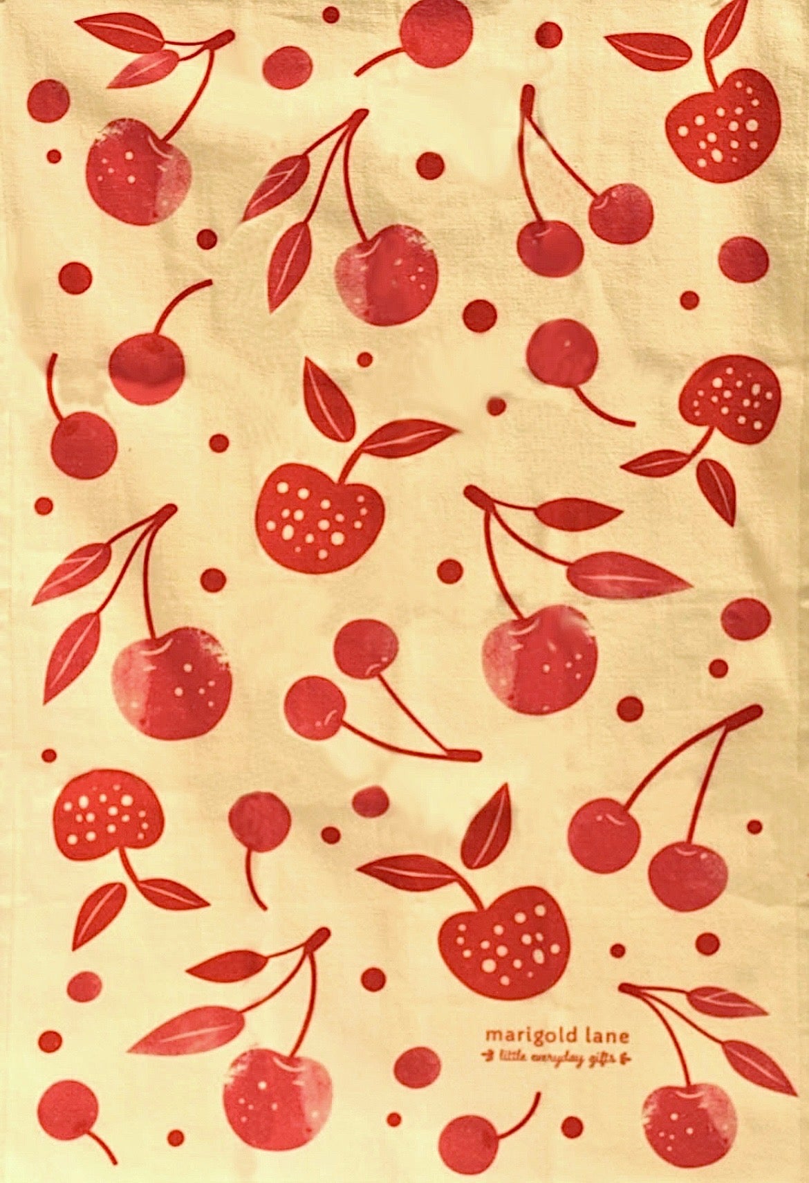 Cherry Tea Towel - designed by local graphic artist Melissa Lyman from Goffstown, NH