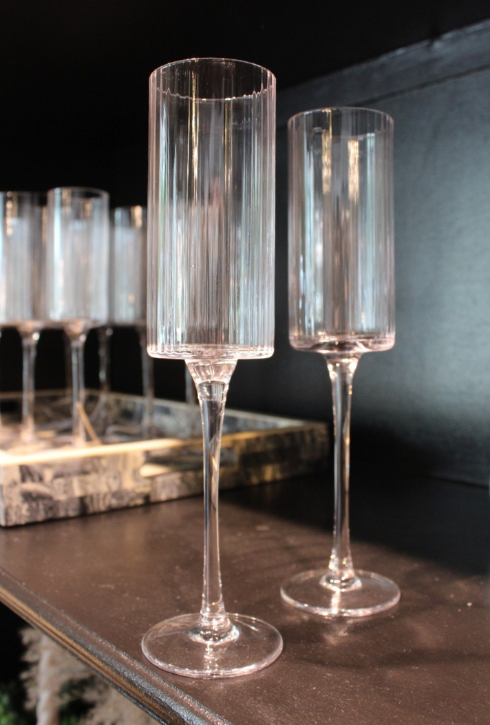 JoyJolt Elle Fluted Cylinder Champagne Glass - Set of 2