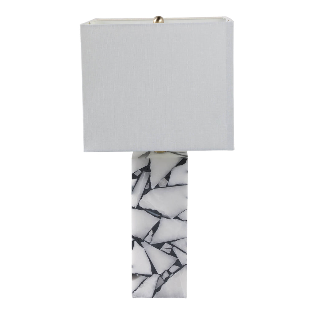 Table Lamp - White Stone Fabric Alabaster Pieces, 24 in.