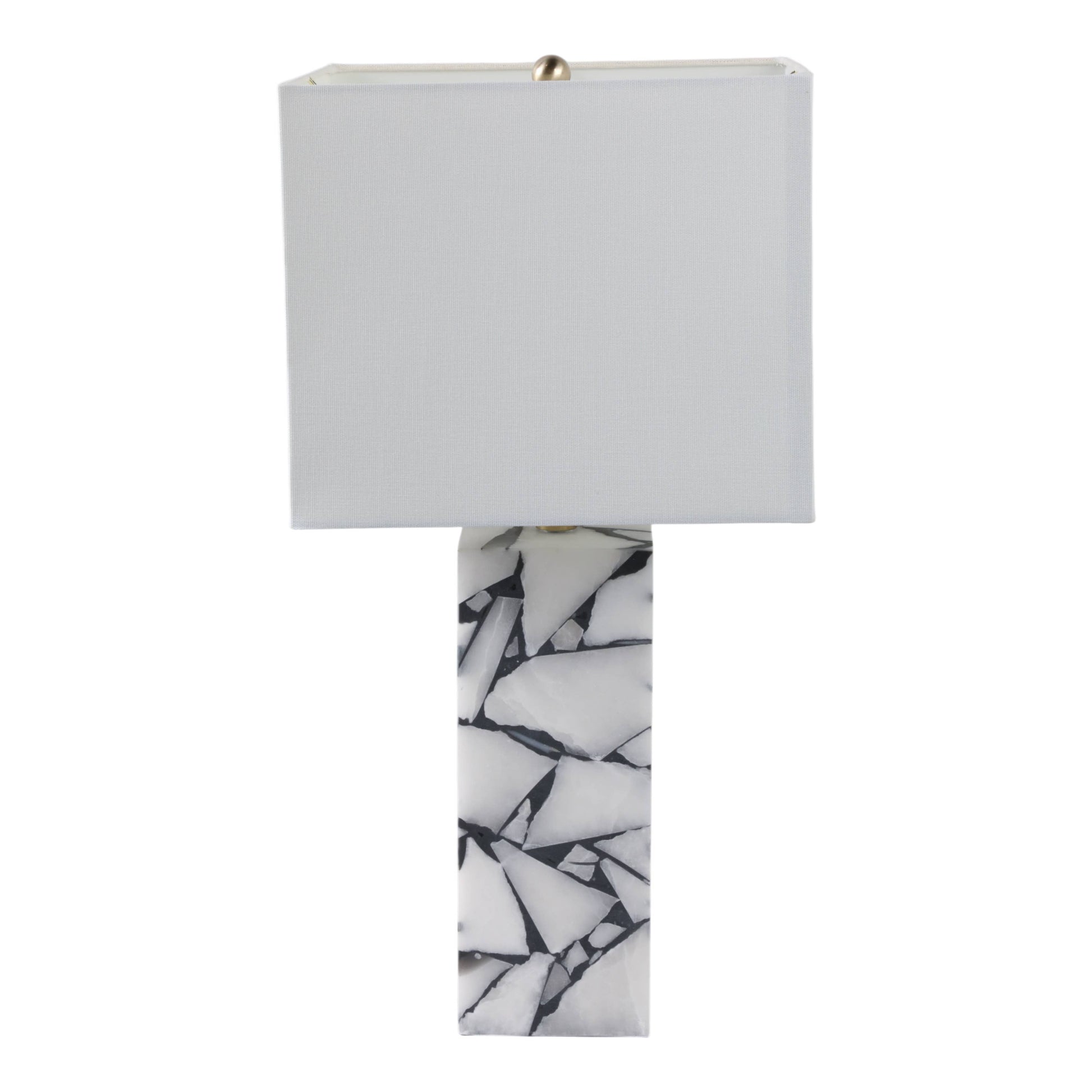 Table Lamp - White Stone Fabric Alabaster Pieces, 24 in.