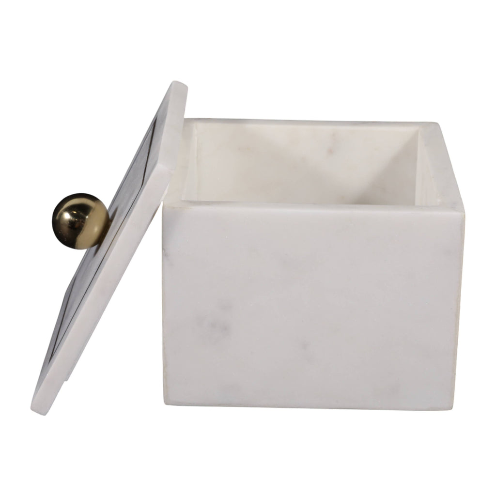 Marble Modern Storage Box with Removable Lid - White, 5 in.