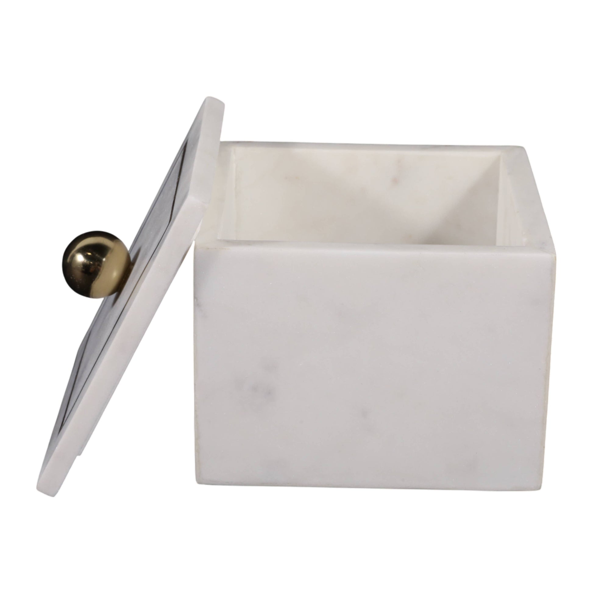 Marble Modern Storage Box with Removable Lid - White, 5 in.