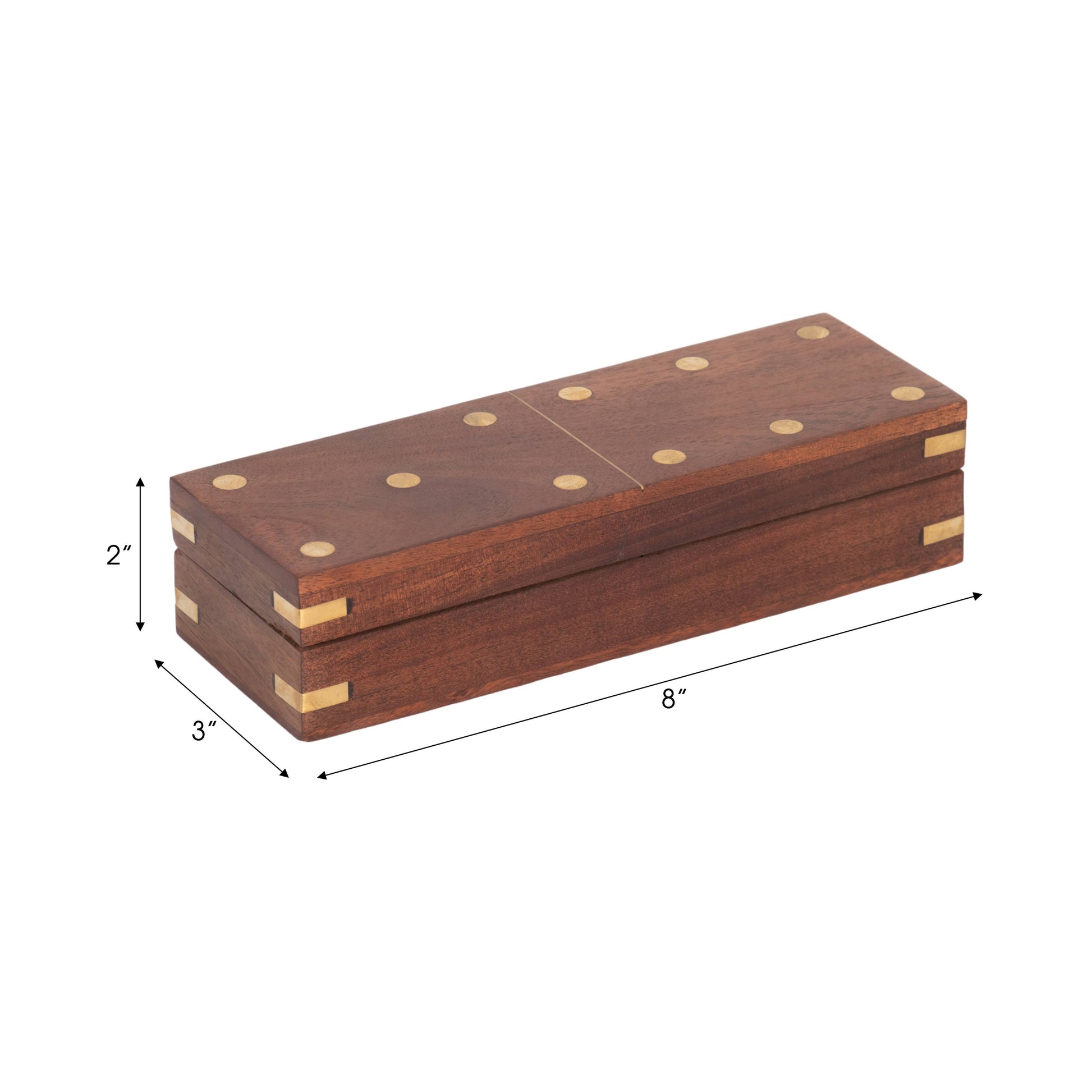 Box Game Set - Brown Wood Rectangular Dominoes, 8 in.