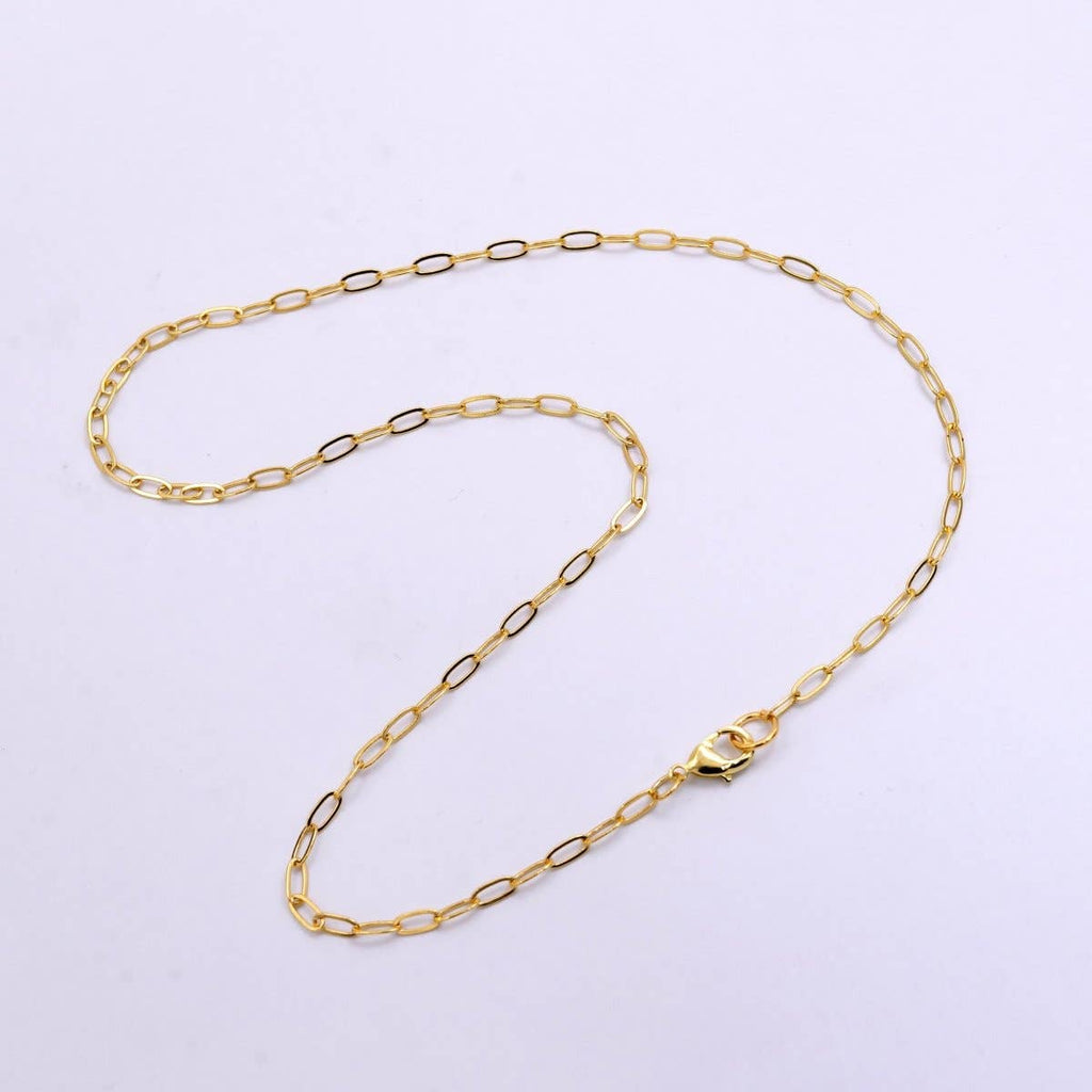 14K Gold Filled 3mm Paperclip Chain 17.5 inch Necklace | WA-2441
