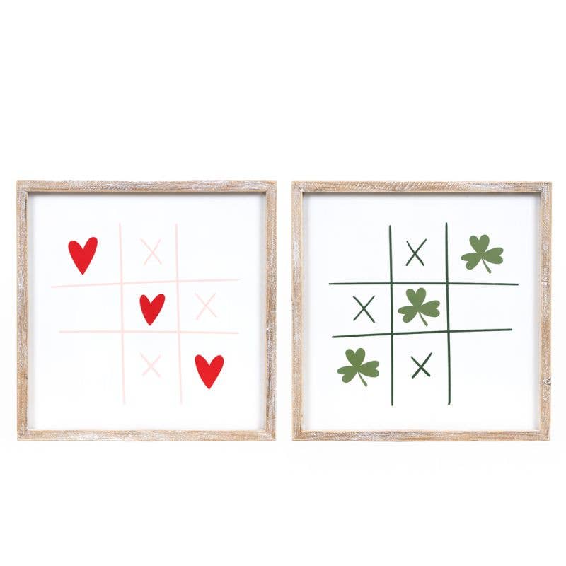14x14 wood sign - HEART/CLOVER- Valentine St Patrick