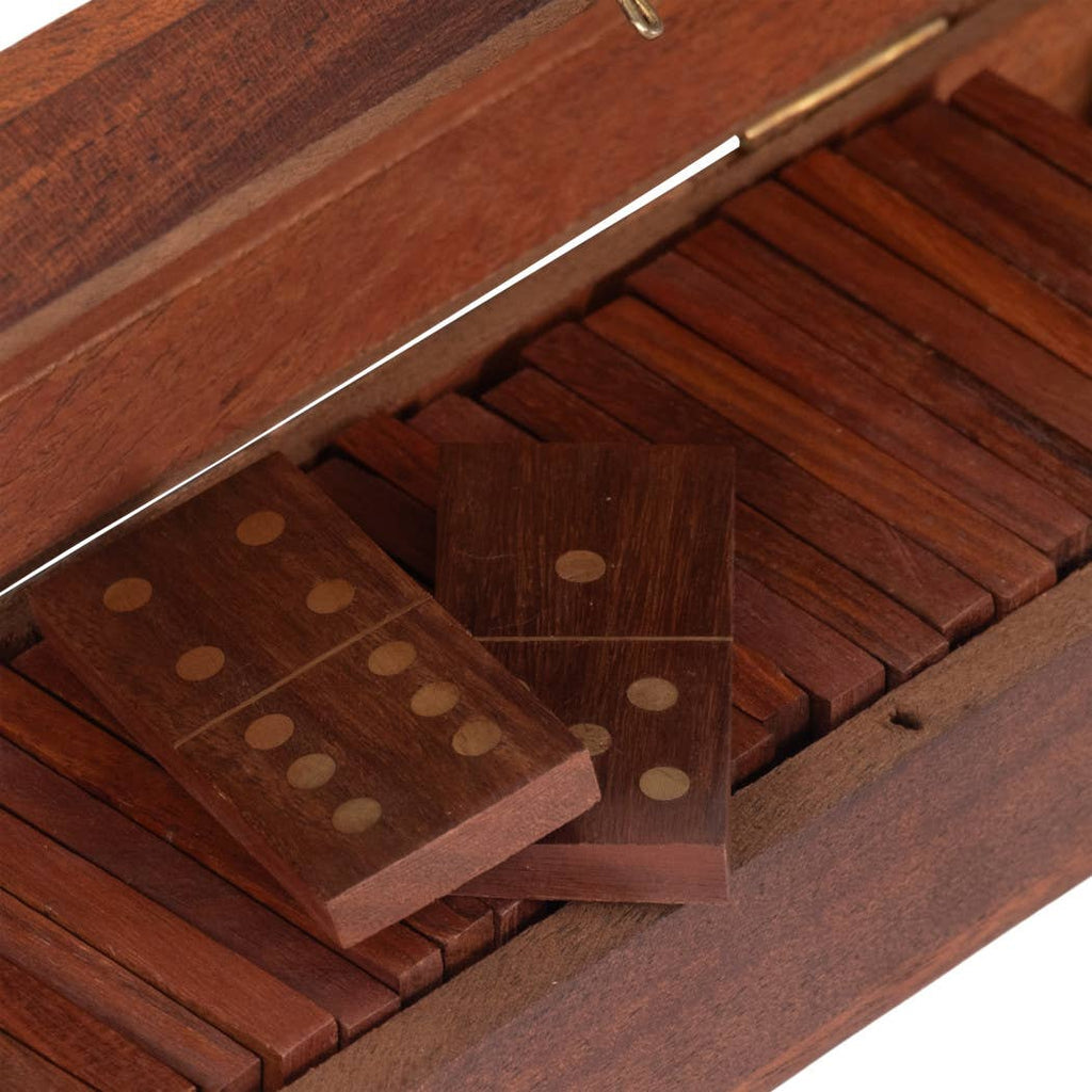 Box Game Set - Brown Wood Rectangular Dominoes, 8 in.