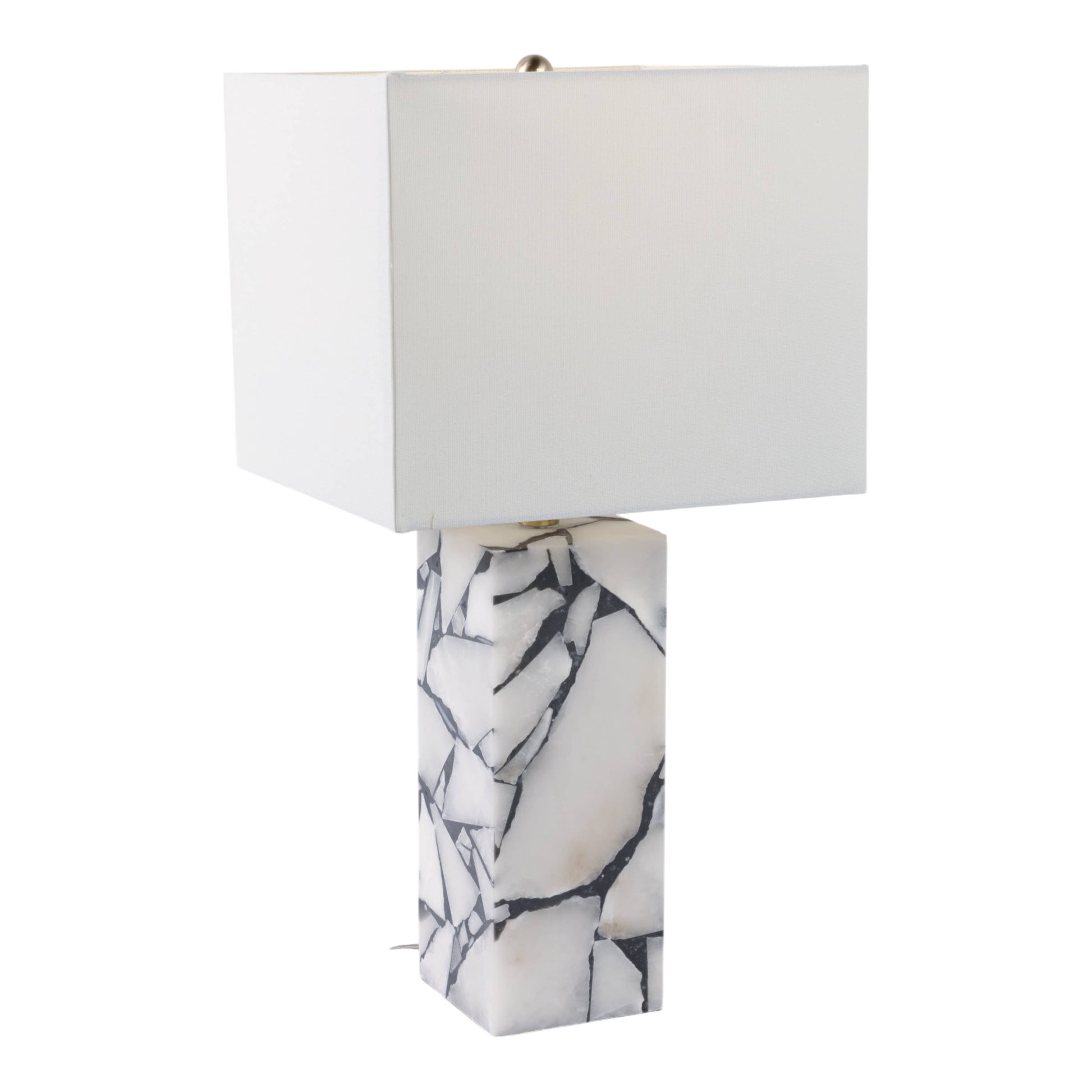 Table Lamp - White Stone Fabric Alabaster Pieces, 24 in.
