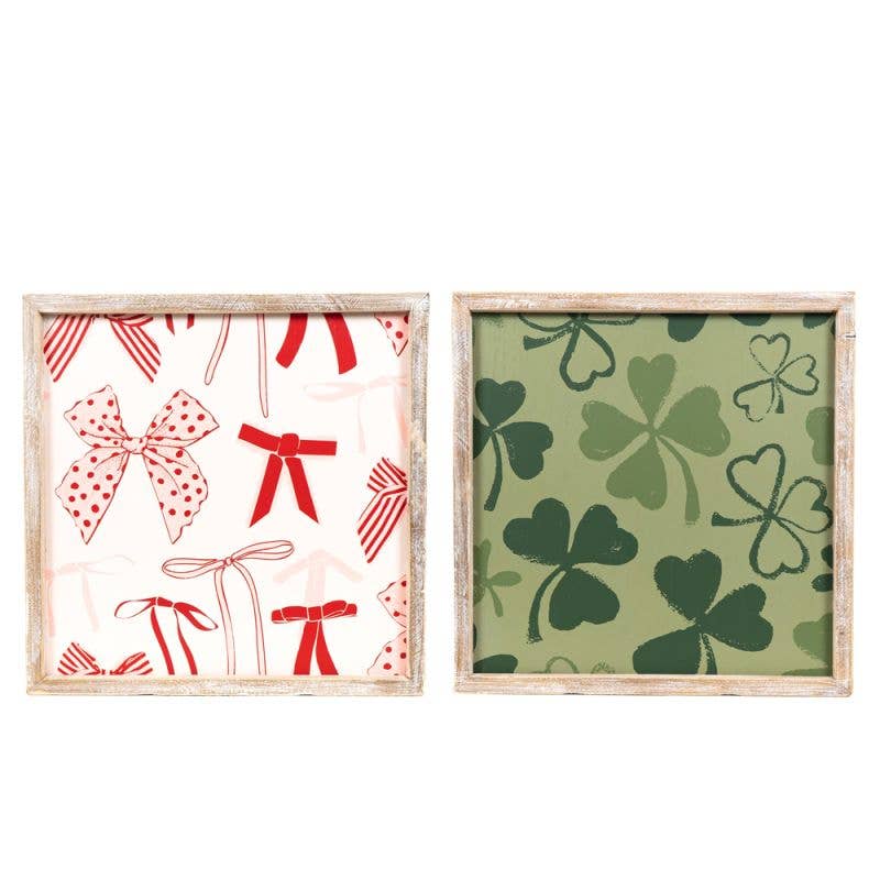 17x17  frame sign - RIBBON CLOVER - Valentine St Patrick