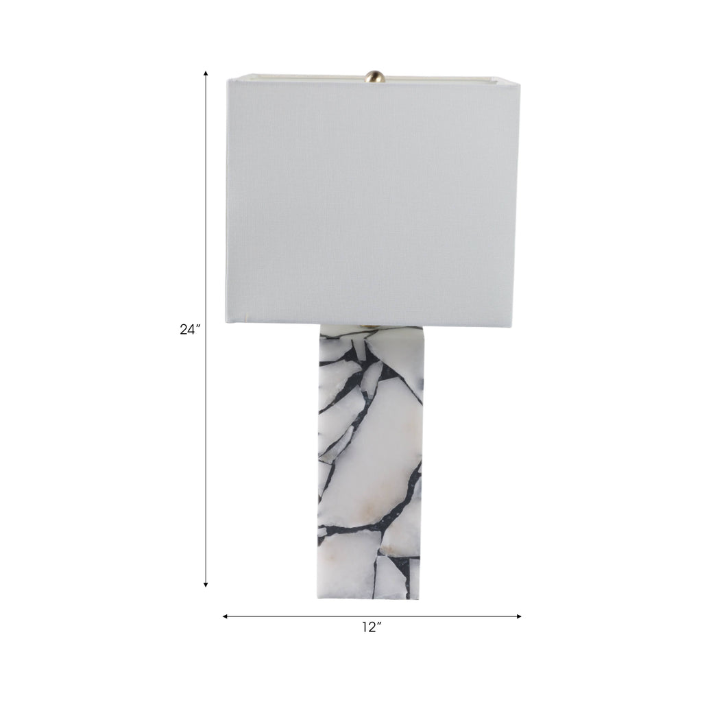Table Lamp - White Stone Fabric Alabaster Pieces, 24 in.