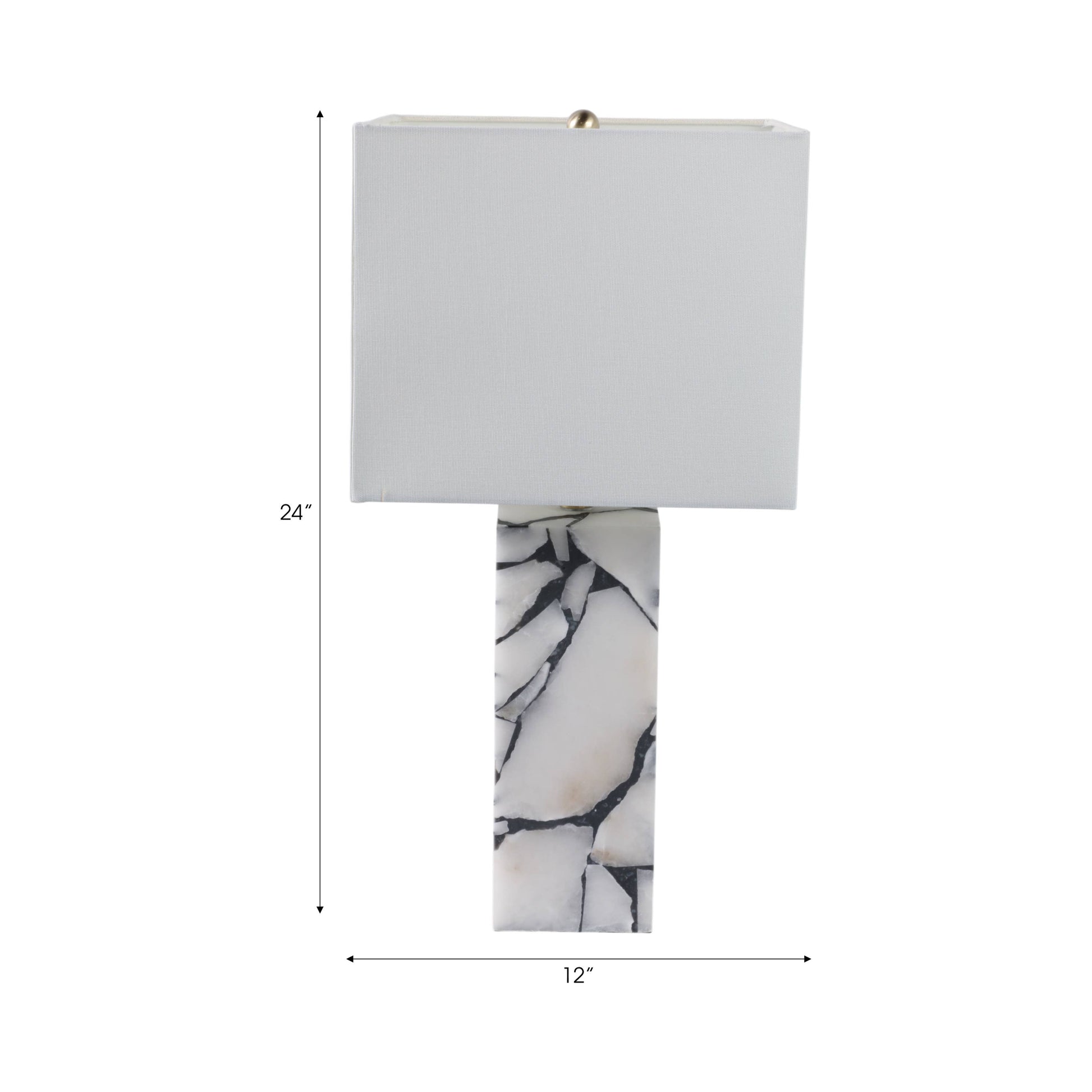 Table Lamp - White Stone Fabric Alabaster Pieces, 24 in.