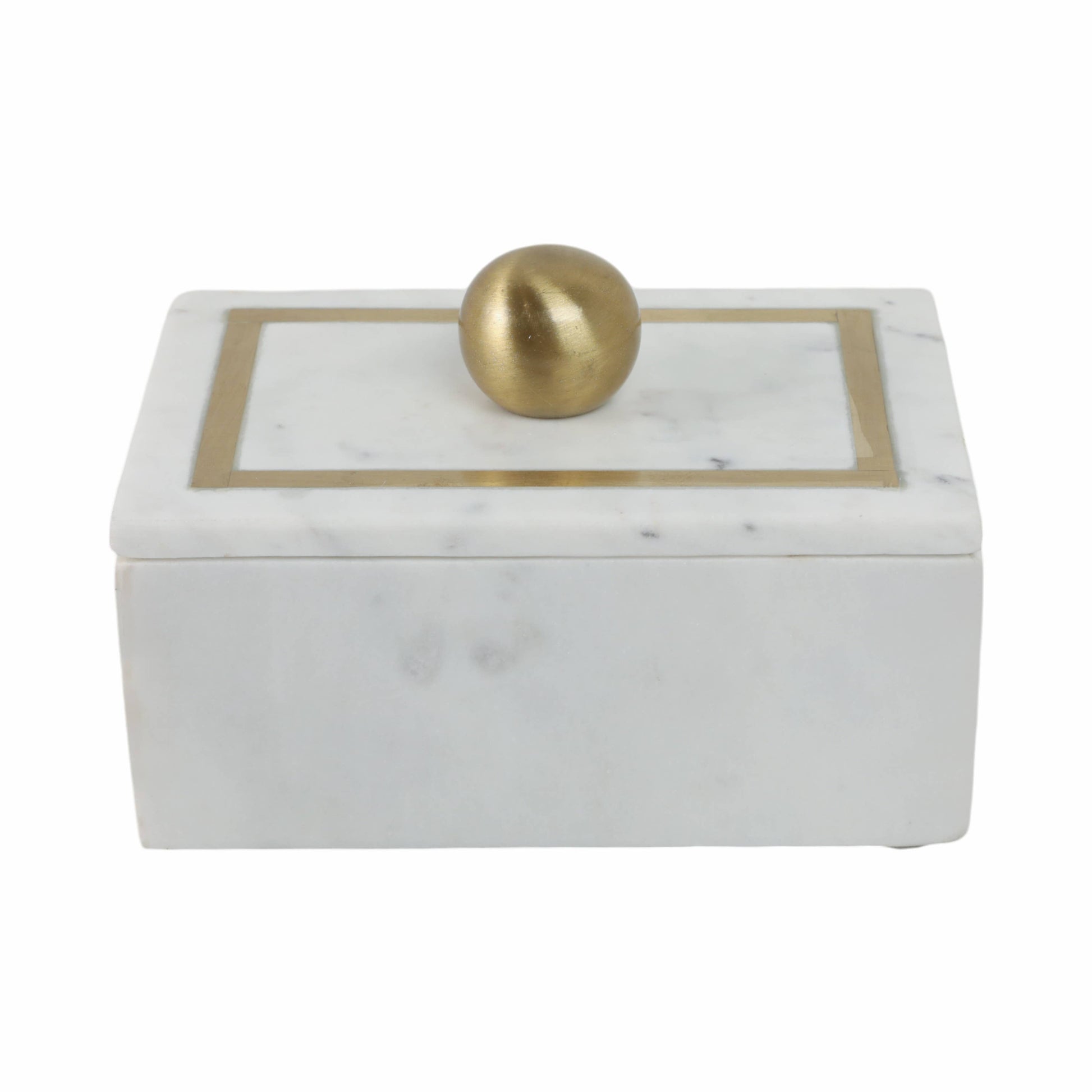 Marble Rectangular Box with Removable Lid - White, 7 in.