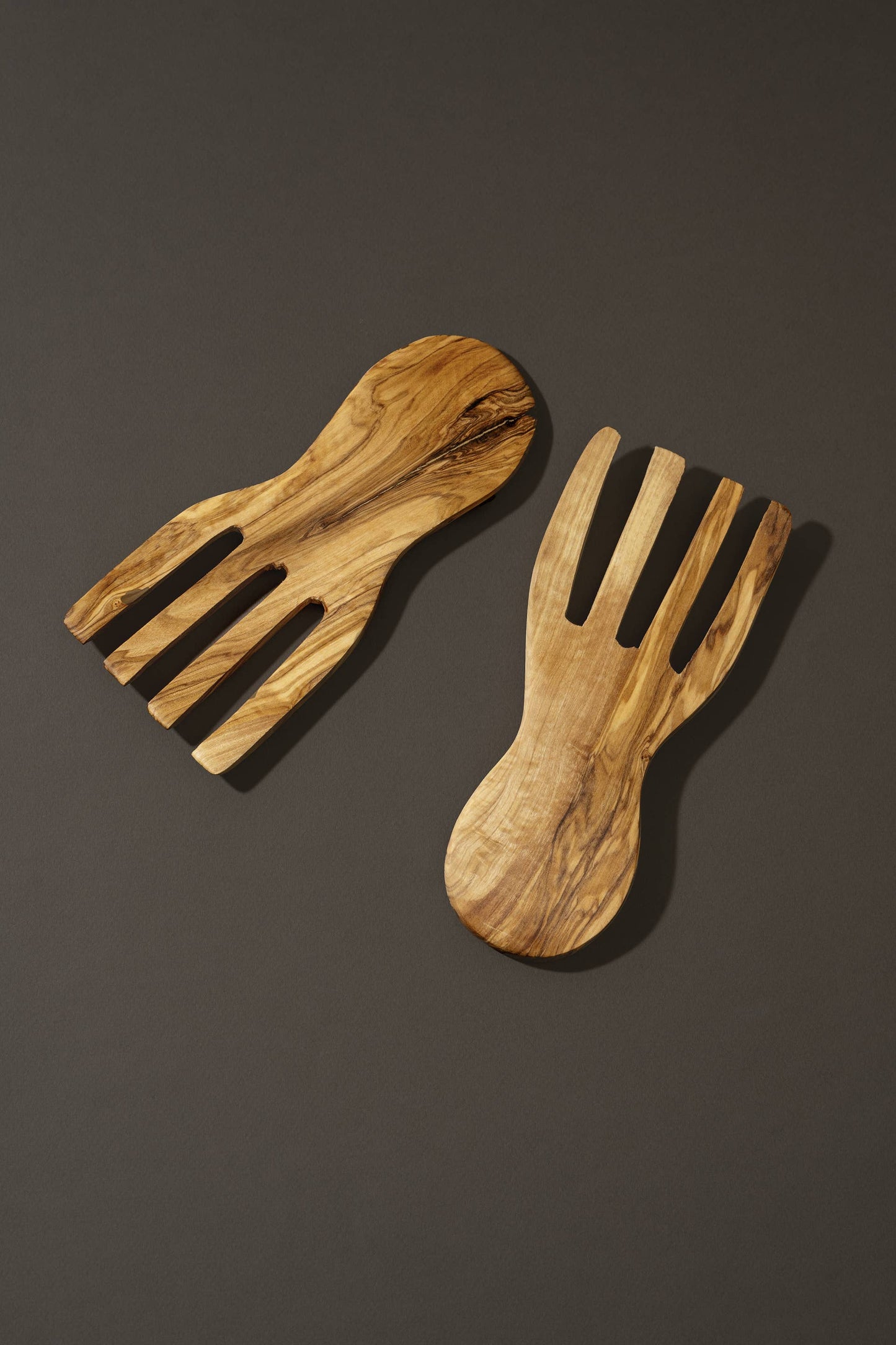 Natural Olive Wood Serving Hands - Pair