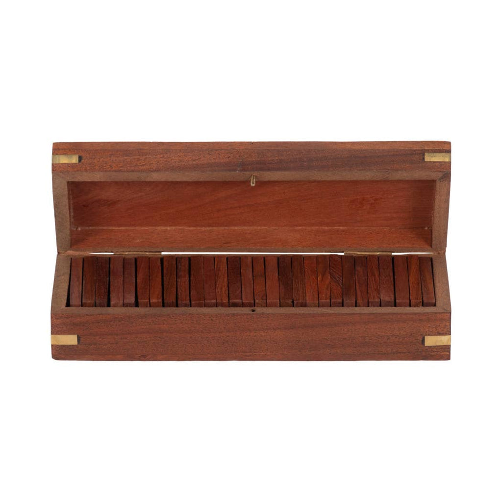 Box Game Set - Brown Wood Rectangular Dominoes, 8 in.
