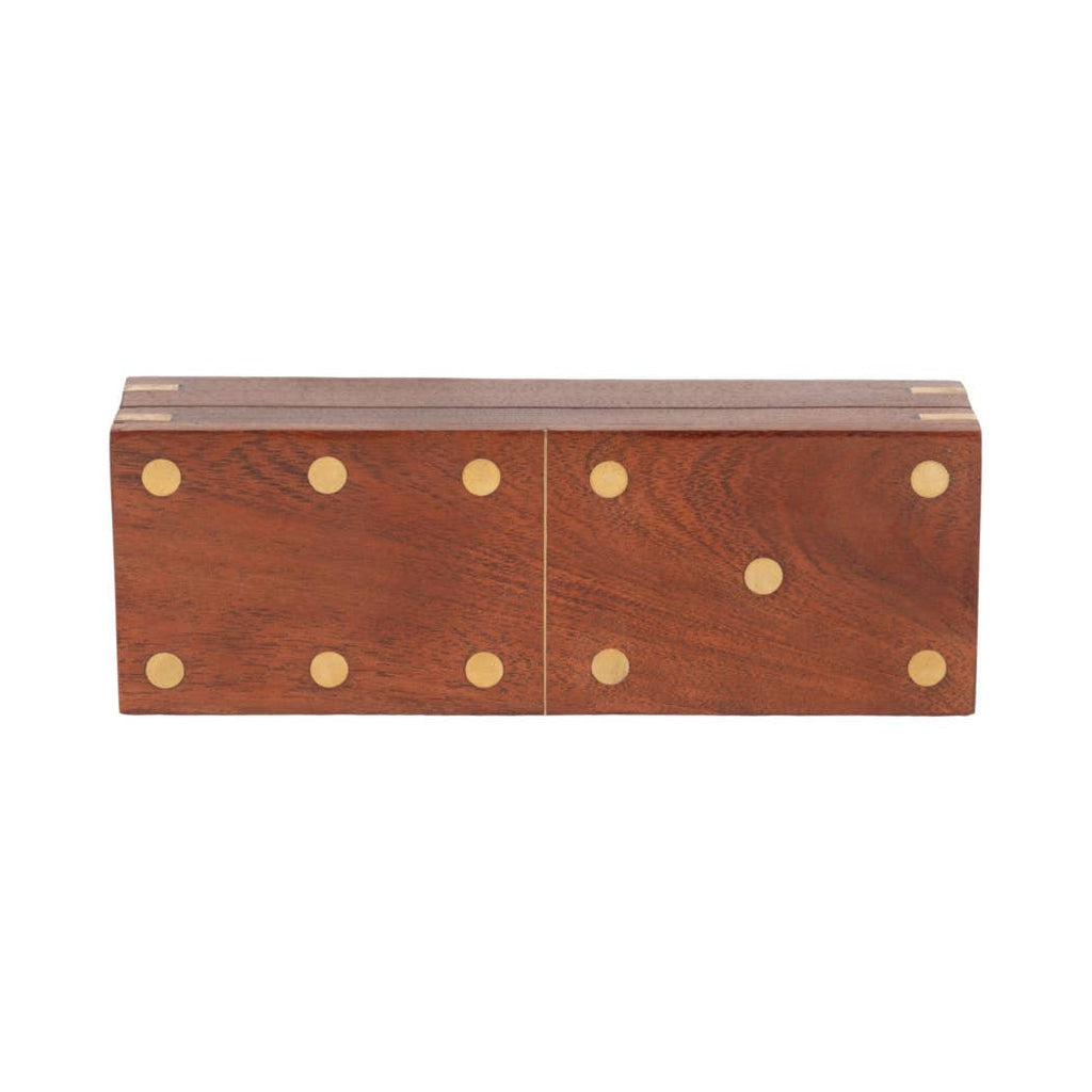 Box Game Set - Brown Wood Rectangular Dominoes, 8 in.
