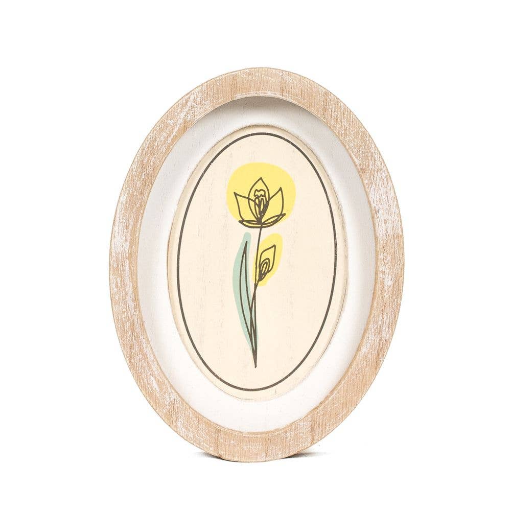 35013 - 6x8 oval wood frame sign DAFODIL Easter Spring decor