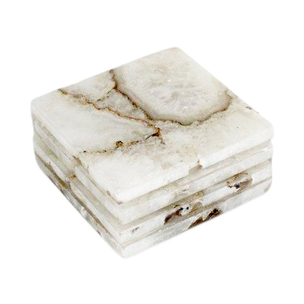 Set of 4 White Agate Coasters