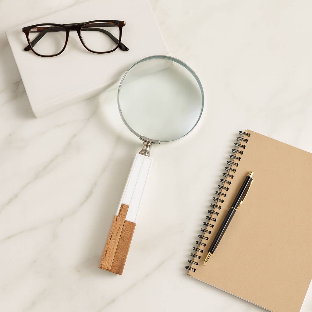 Decorative Object - White Resin 2-Toned Magnifying, 10 in.