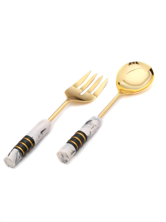 Gold Plated Metal & Resin Salad Server 2- Piece Set (11)