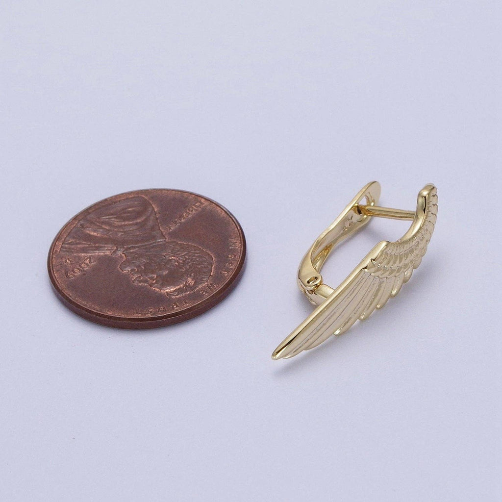 Angel Wing Earrings, Gold Hoop Earrings With Wing AE1012