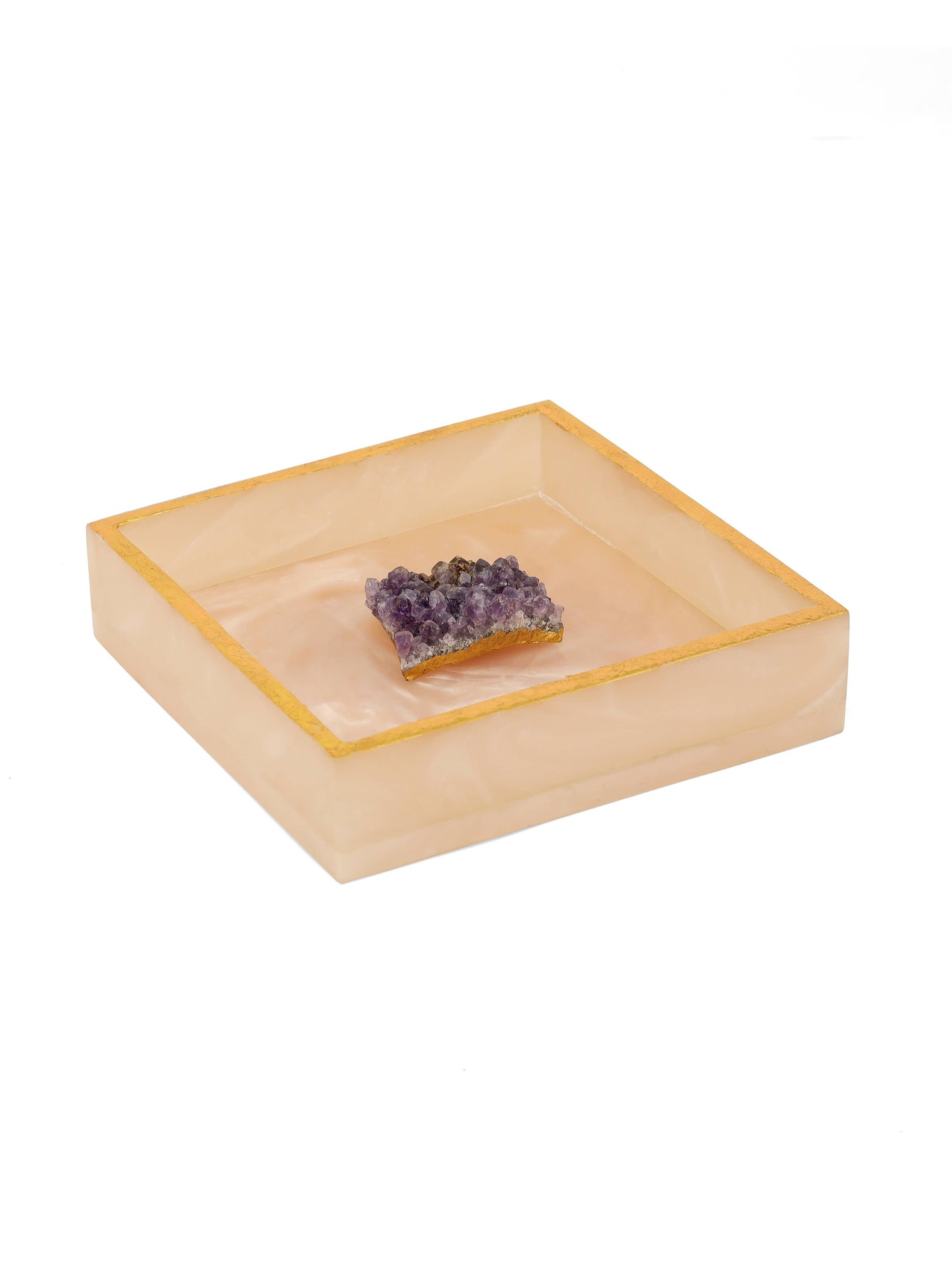 Ivory Resin Napkin Holder with Amethyst Druzy