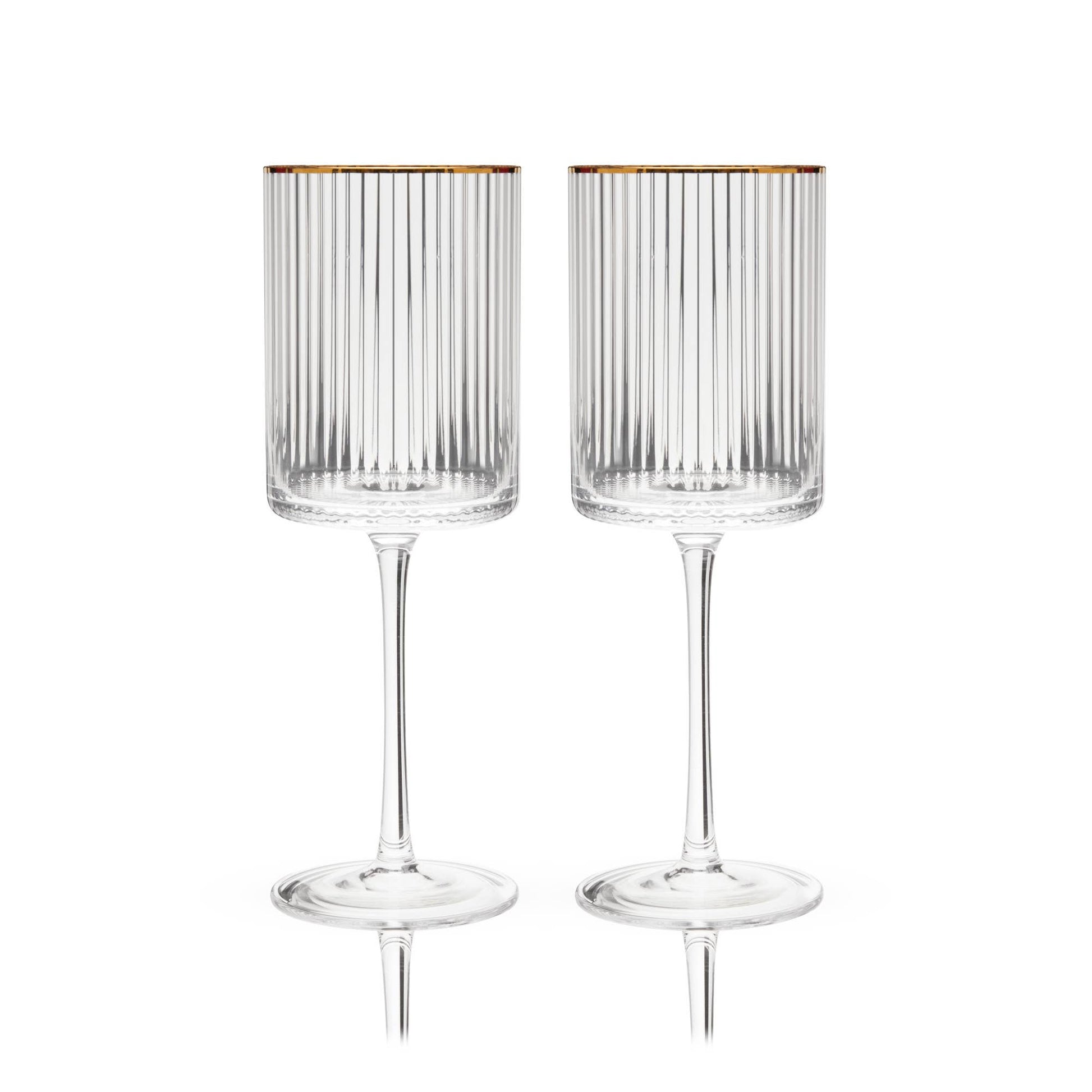 Deco Meridian Gold Rimmed Crystal Wine Glasses Set of 2