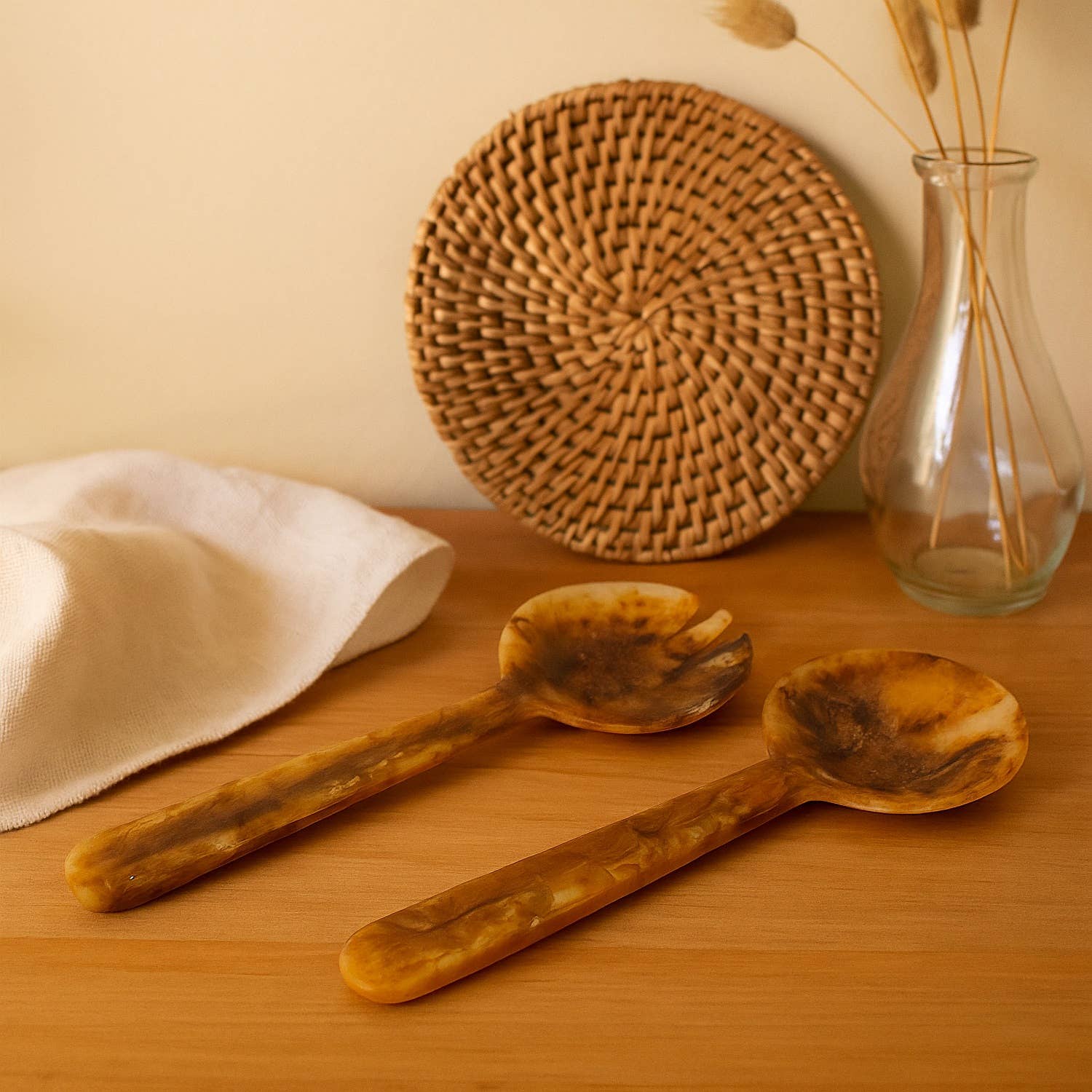 Tortoiseshell Salad Servers Set of 2