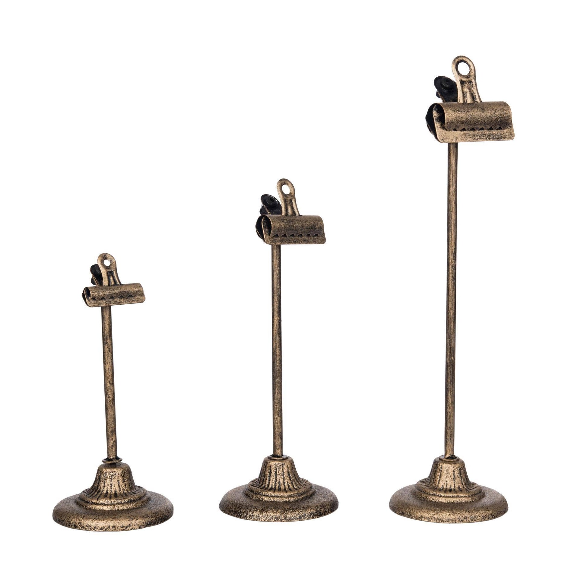 Rustic Iron Clip Stands Set of 3 Gold Decorative Sculptures