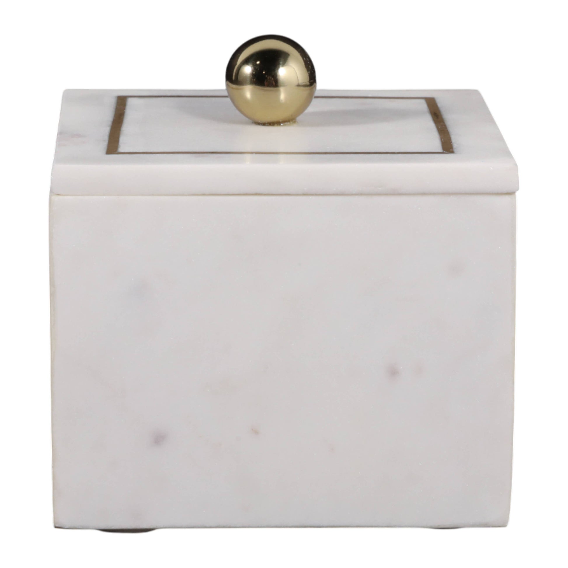 Marble Modern Storage Box with Removable Lid - White, 5 in.