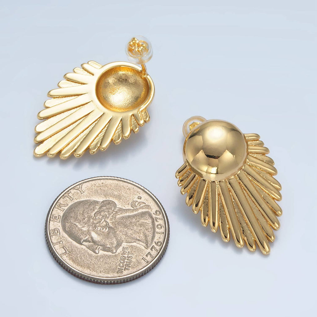 24K Gold Filled Sunburst Feather Door Knob Studs  | AD727