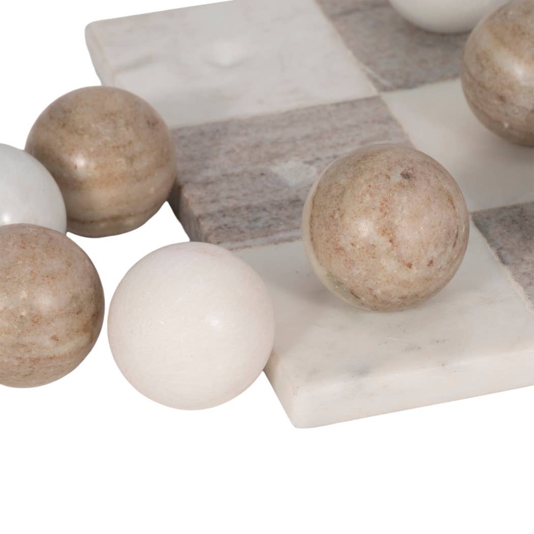 Marble Casual Tic-Tac-Toe Decorative Game Set - Ivory, 9 in.