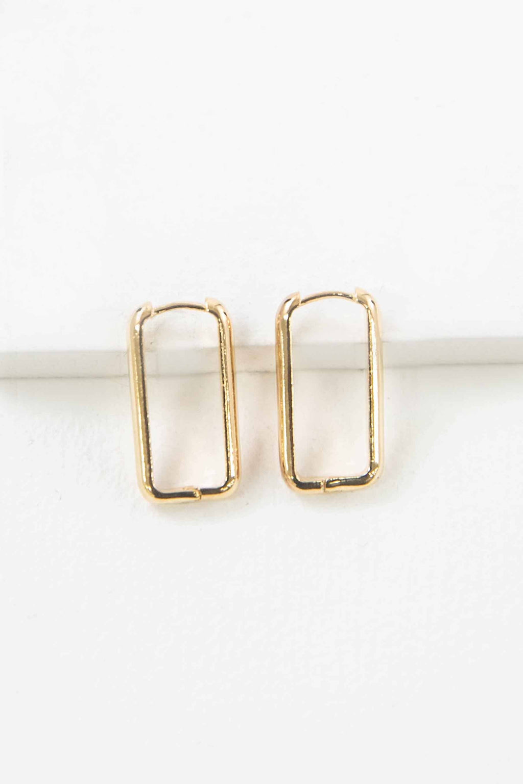 Rounded Rectangle Hoop Earrings | Gold