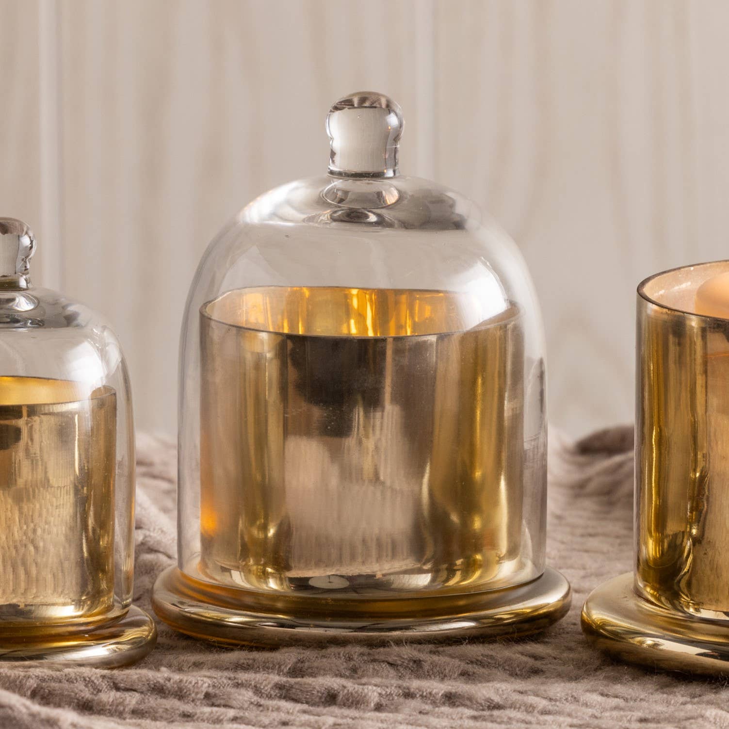 Glass 7" Gold Everyday Mercury Jar With Cloche DS