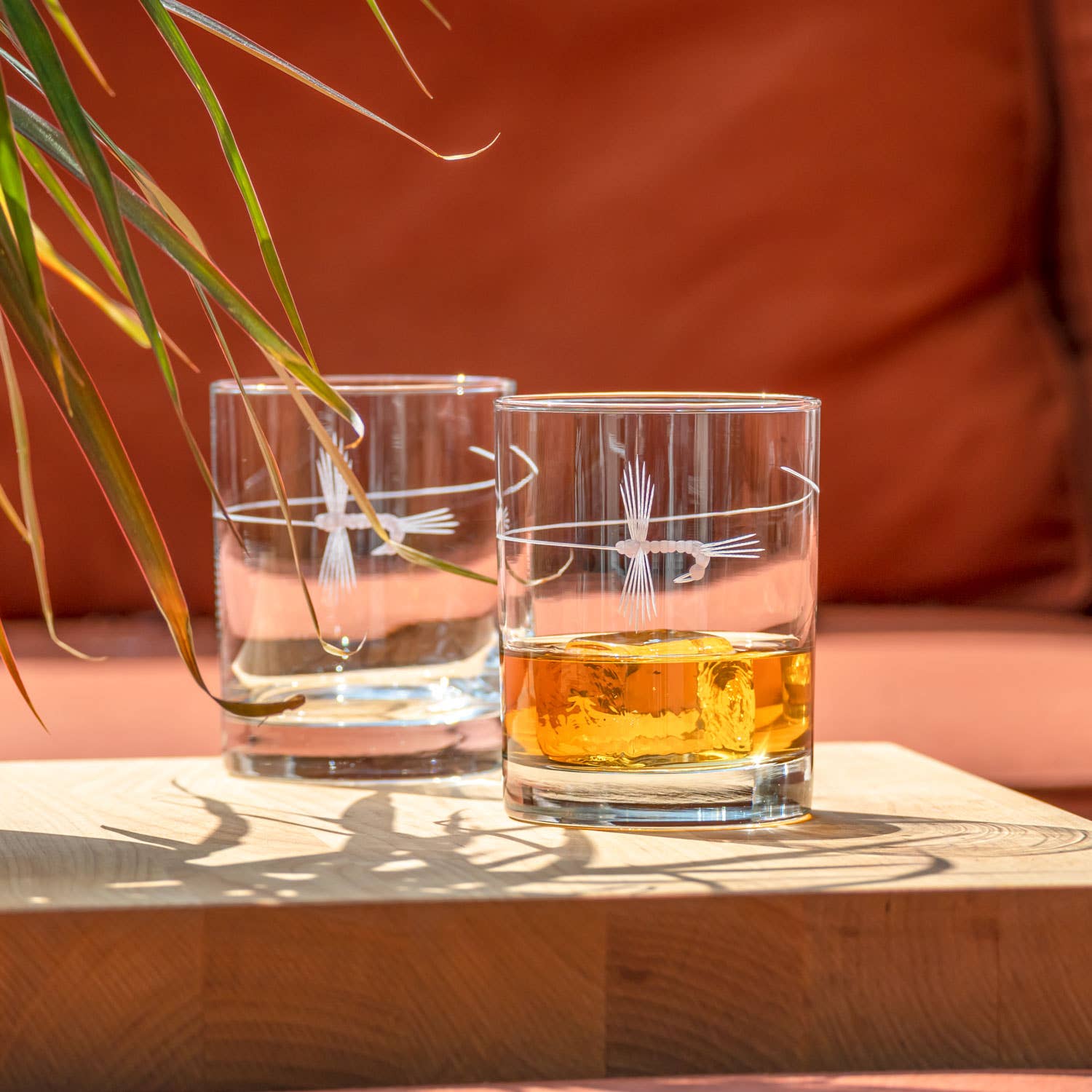 Fly Fishing Double Old Fashioned Glass 13oz