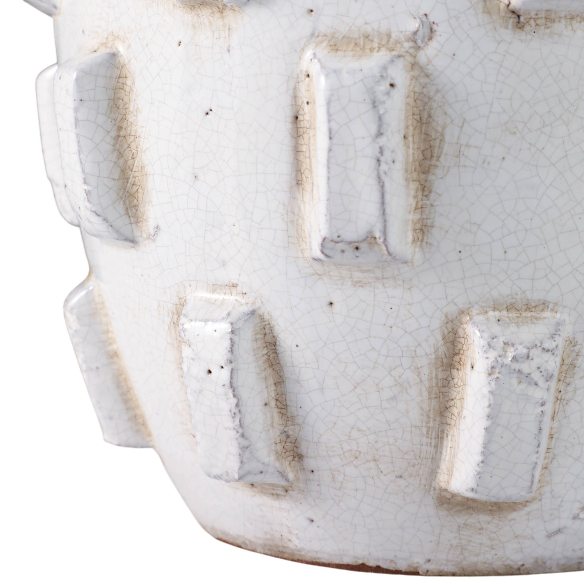 Terracotta Sculptural Hobnail Planter - White, 8 in.