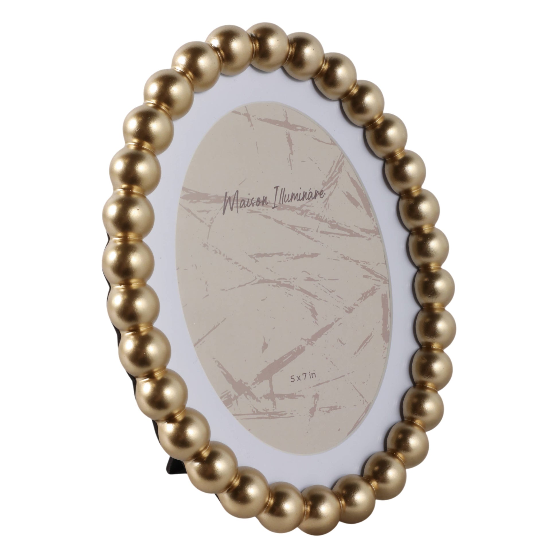 Photo Frame - Gold Glass Matted Round Beaded, 7x9 in.
