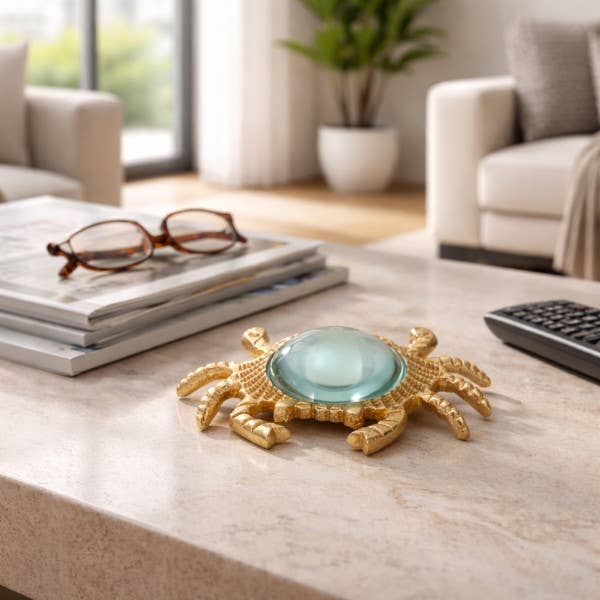 Gold 7 in. Crab Magnifying Glass