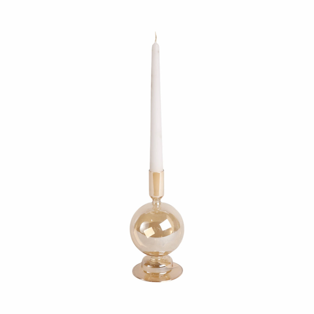 Taper Candle Holder - Gold Luster Glass Bubble, 7 in.
