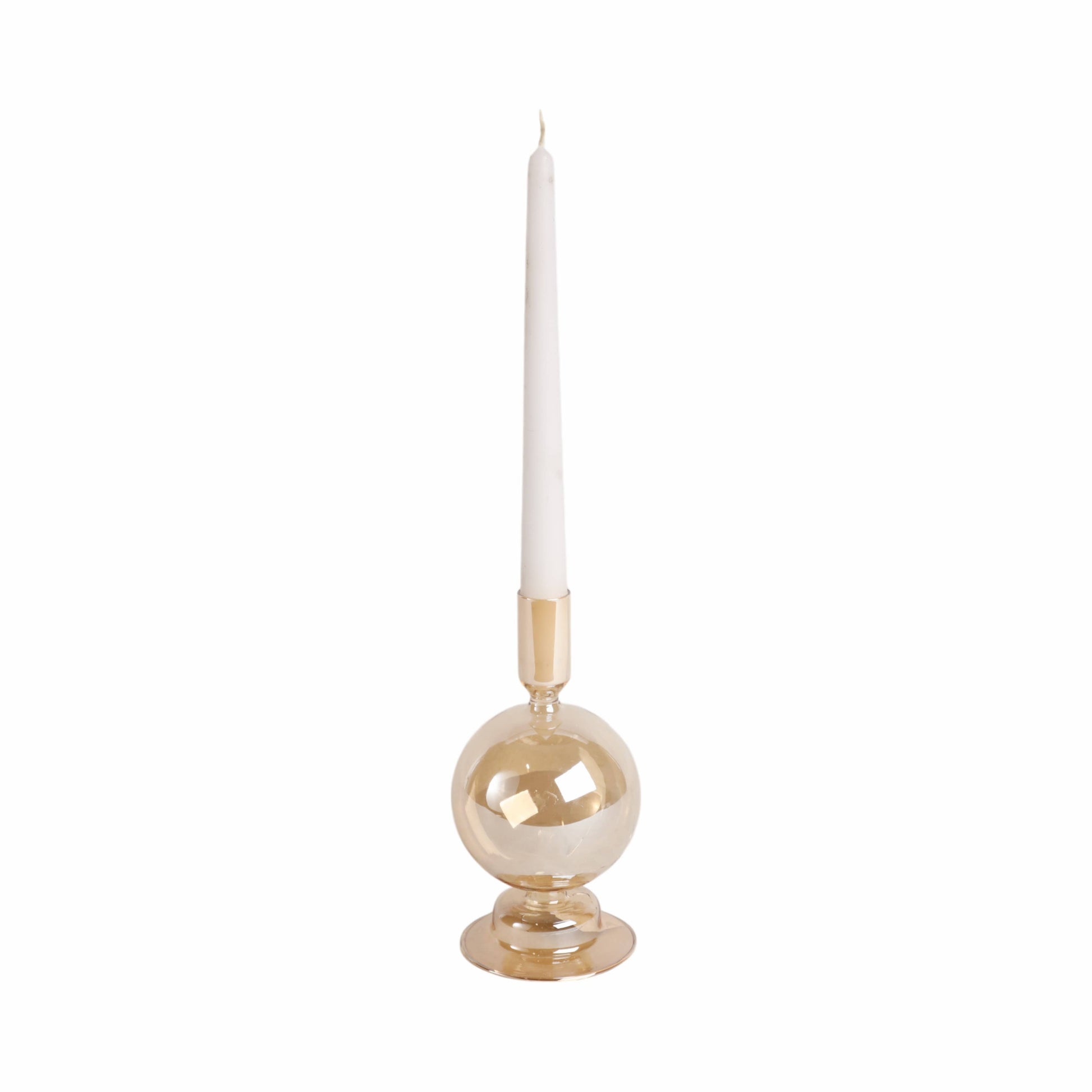 Taper Candle Holder - Gold Luster Glass Bubble, 7 in.