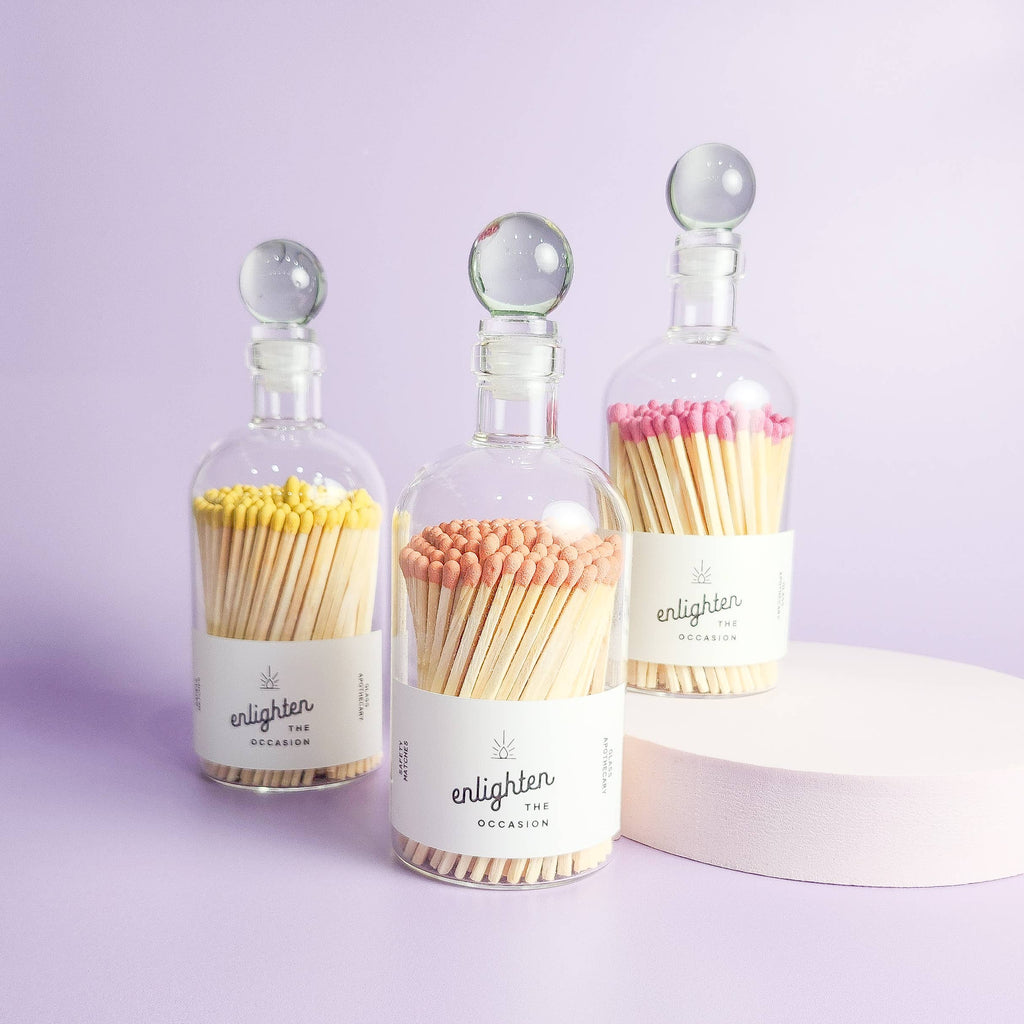 Colorful Long Tip Matchsticks and Glass Topper in Jar