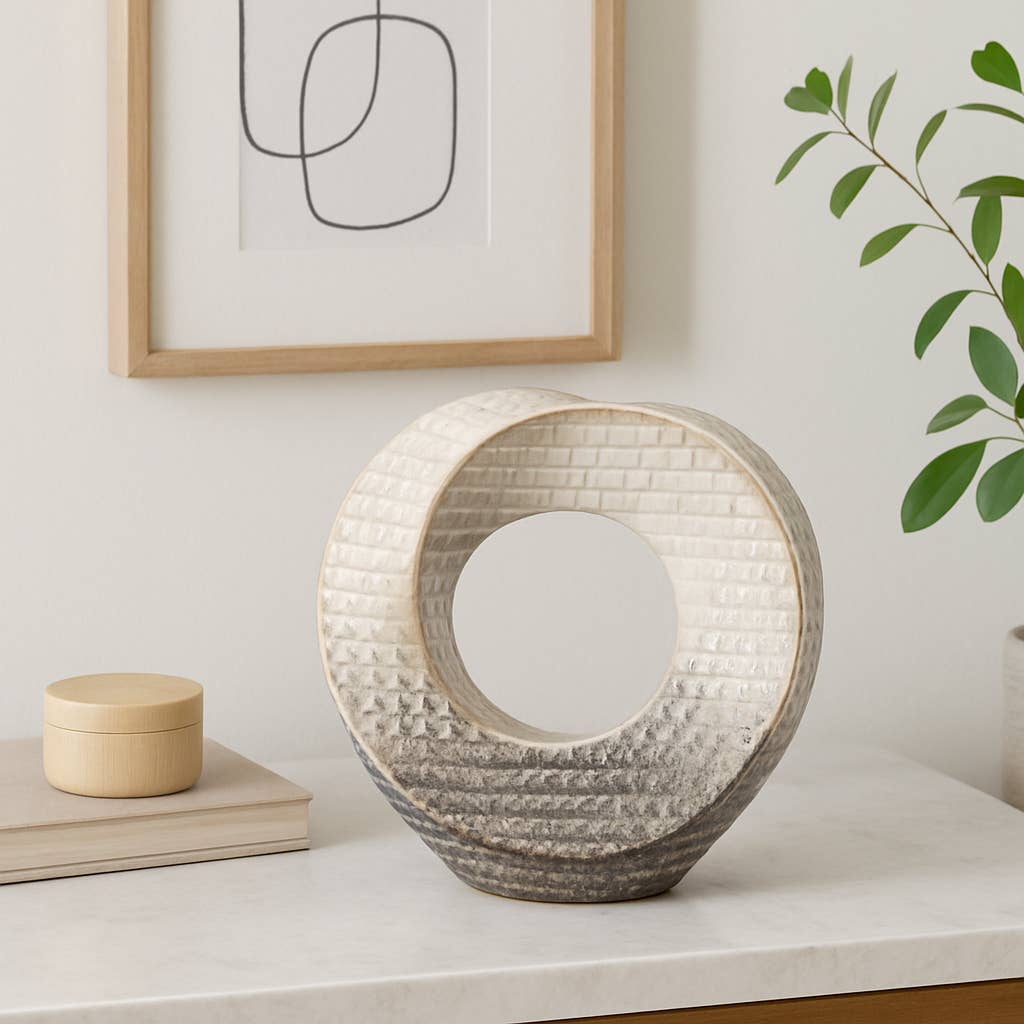 Ceramic Abstract Circular Cutout Sculpture