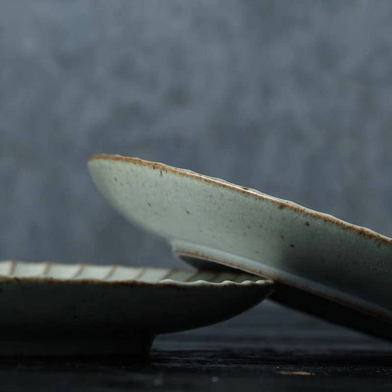 Handmade ceramic plate Japanese style tableware stone