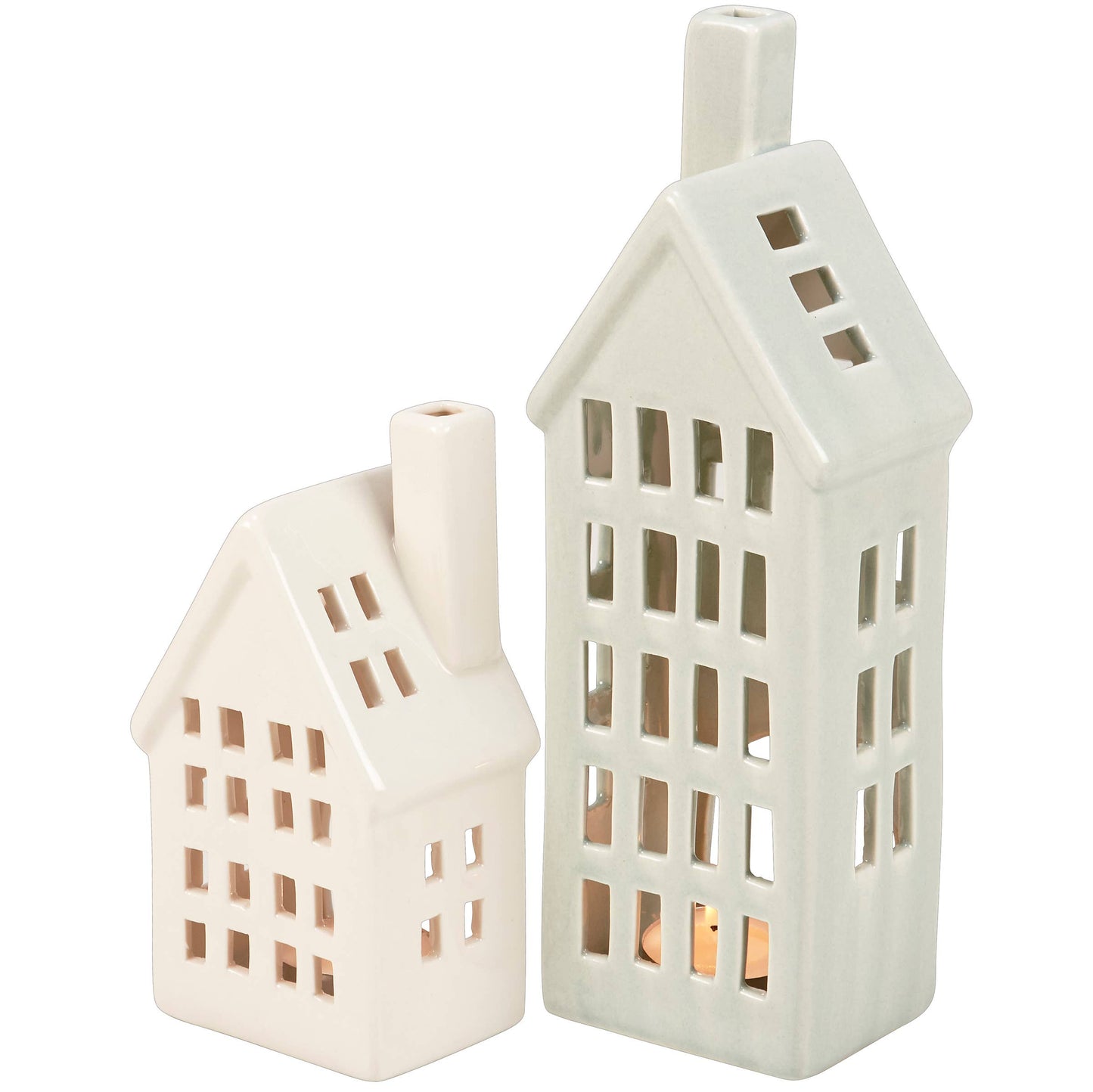 Village House Candle Holder Set