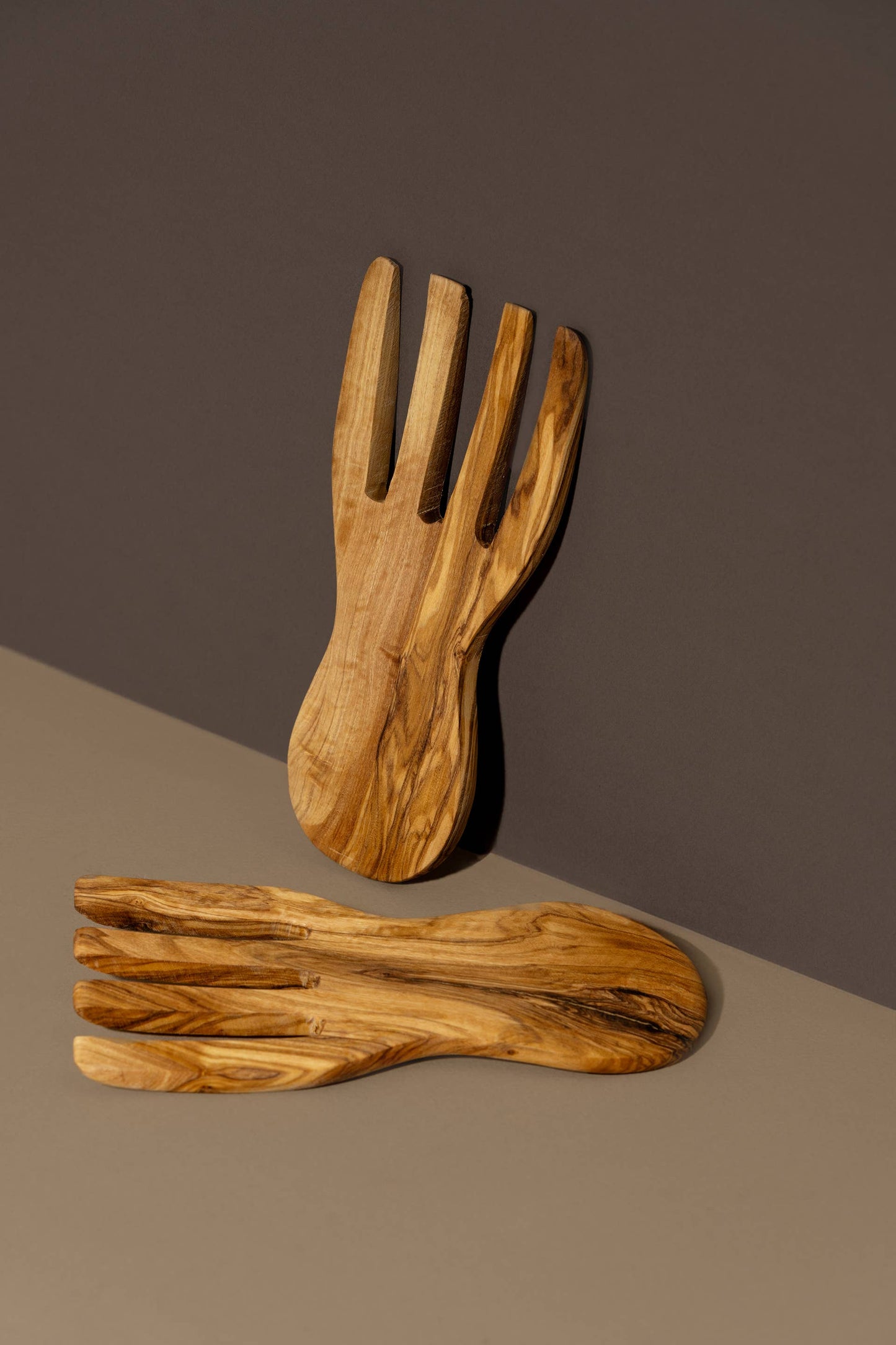 Natural Olive Wood Serving Hands - Pair