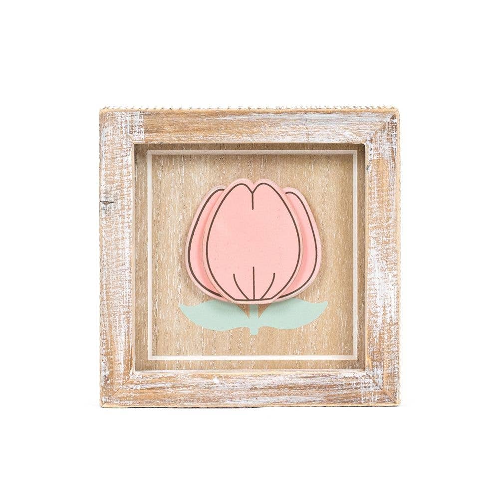 35016 - 5x5 wood sign TULIP/DAFFODIL Easter Spring decor