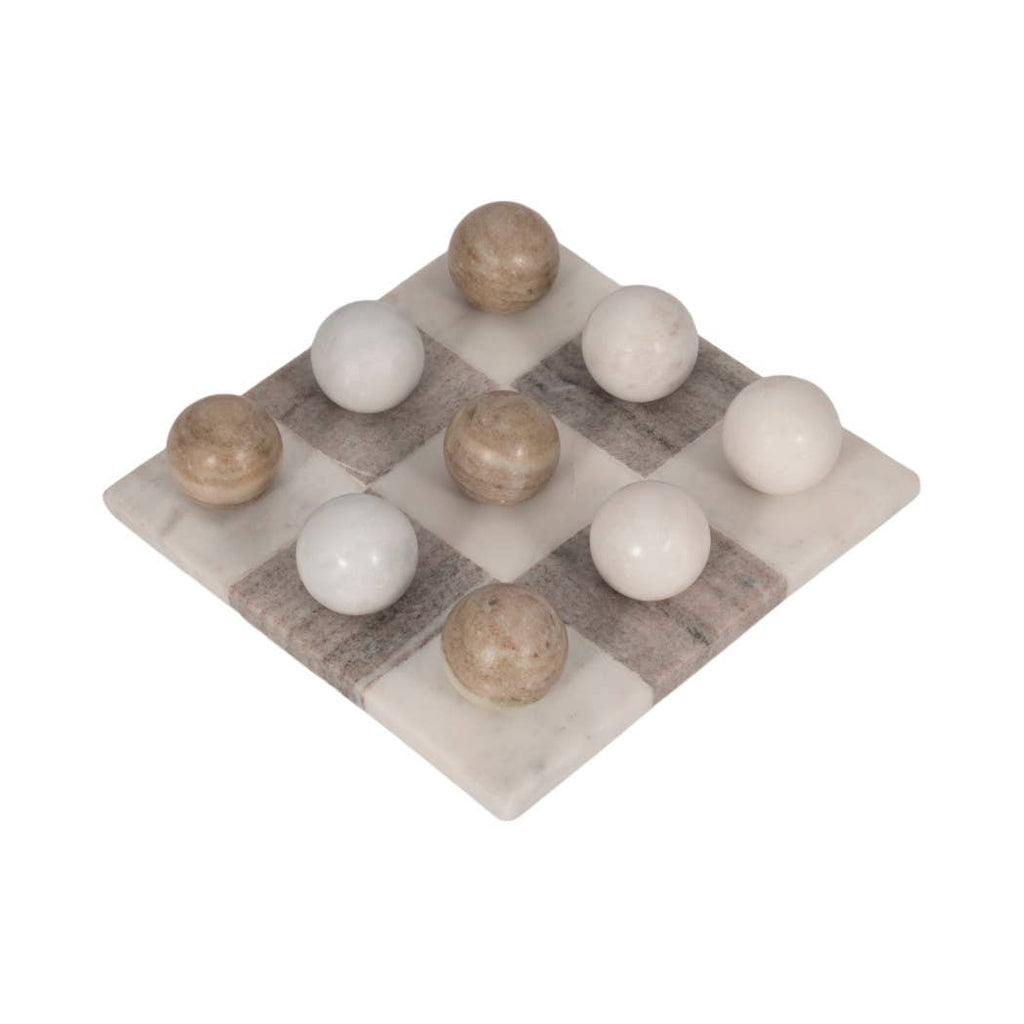 Marble Casual Tic-Tac-Toe Decorative Game Set - Ivory, 9 in.