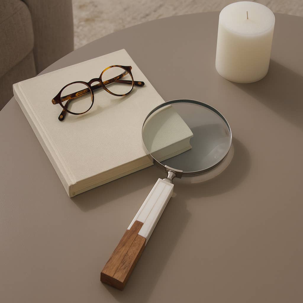 Decorative Object - White Resin 2-Toned Magnifying, 10 in.