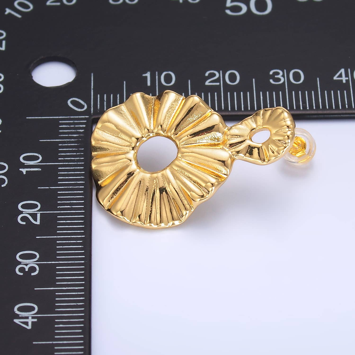 Ruffled Gold Statement Earrings Organic Drop Design