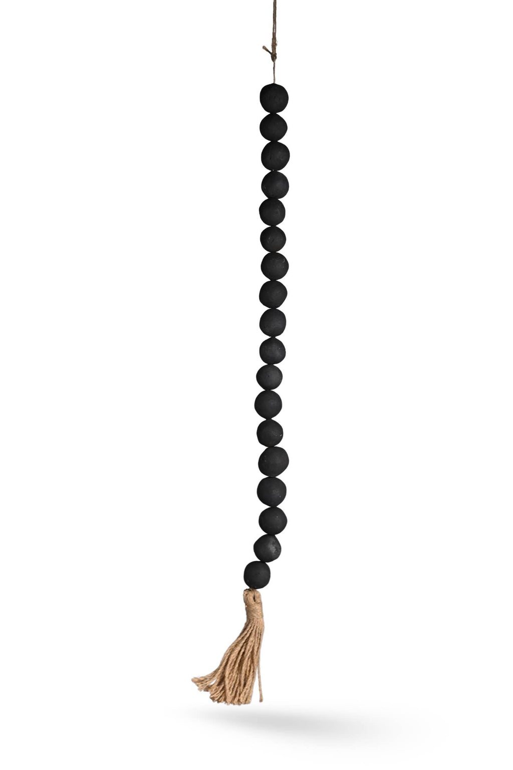 Terracotta Beads w/Tassel Natural Black Dia 1.2”