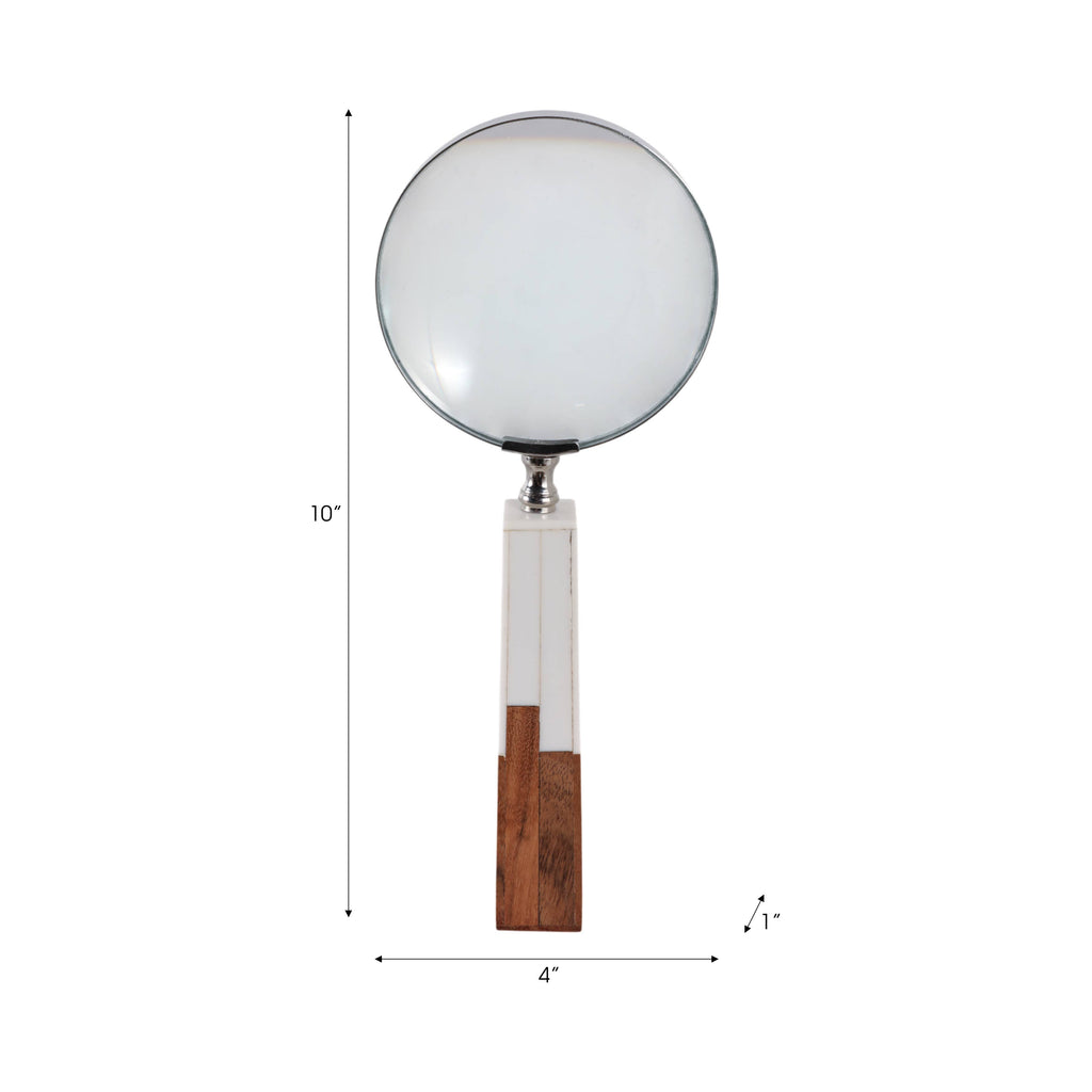 Decorative Object - White Resin 2-Toned Magnifying, 10 in.