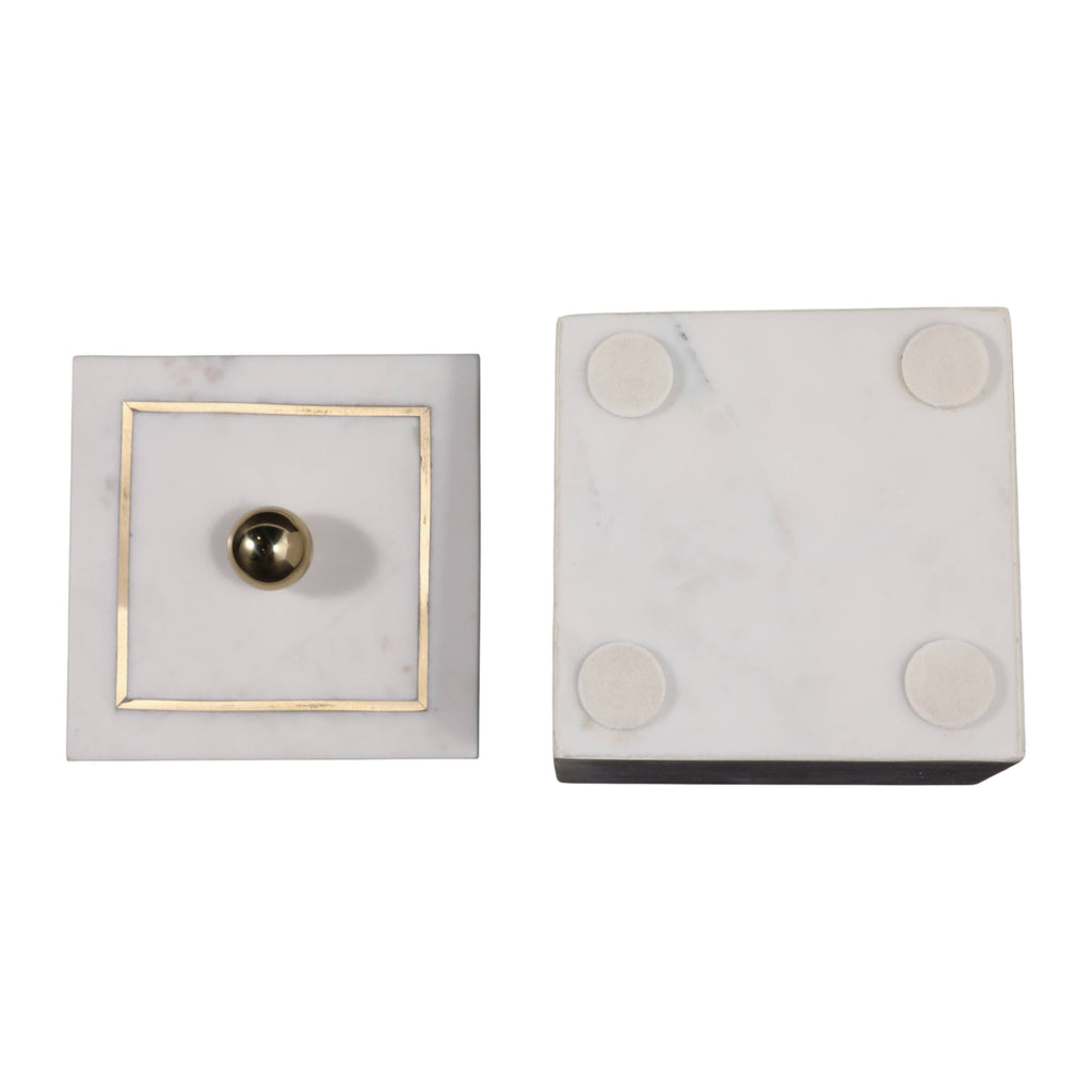 Marble Modern Storage Box with Removable Lid - White, 5 in.